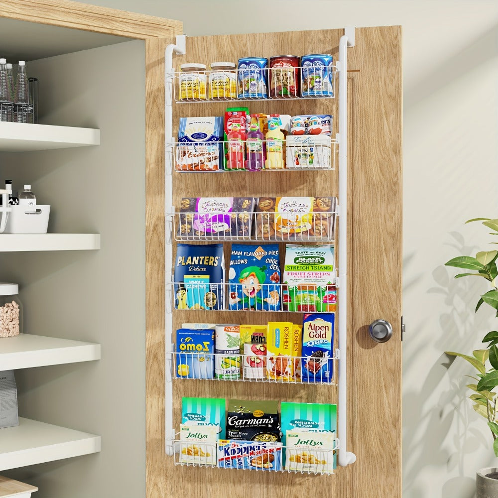 Over The Door Organizer – Multi-Layer Pantry Storage Rack for Kitchen Bathroom Laundry Room, Space Saving Door Hanging Shelf