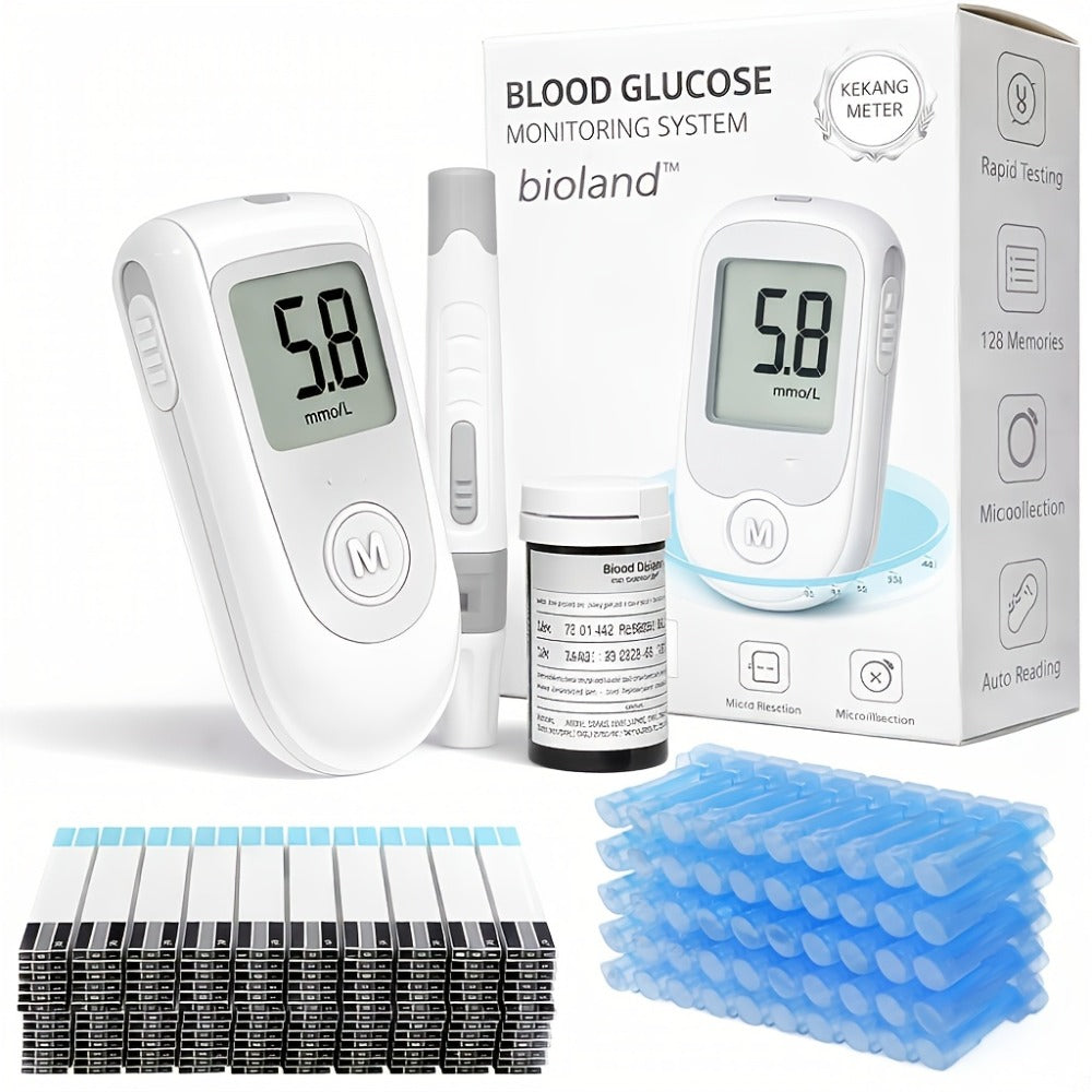 Blood Glucose Meter Kit FDA Cleared, 50 Test Strips + 50 Needles, Large Display 5-Second Results No Coding