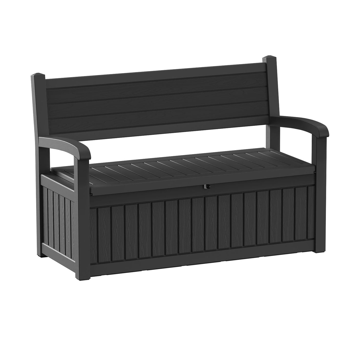 80-Gallon Outdoor Deck Storage Bench with Backrest, Armrests and Hidden Under-Seat Compartment in Two Colors