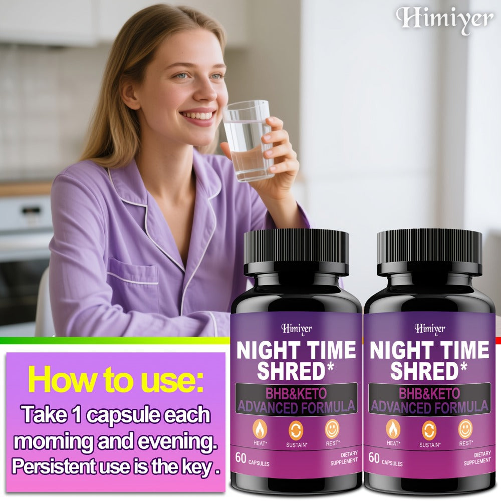 Night Time Fat Burner for Women, Shred Mask Capsules with Caffeine, Goji Berries & Dandelion Root