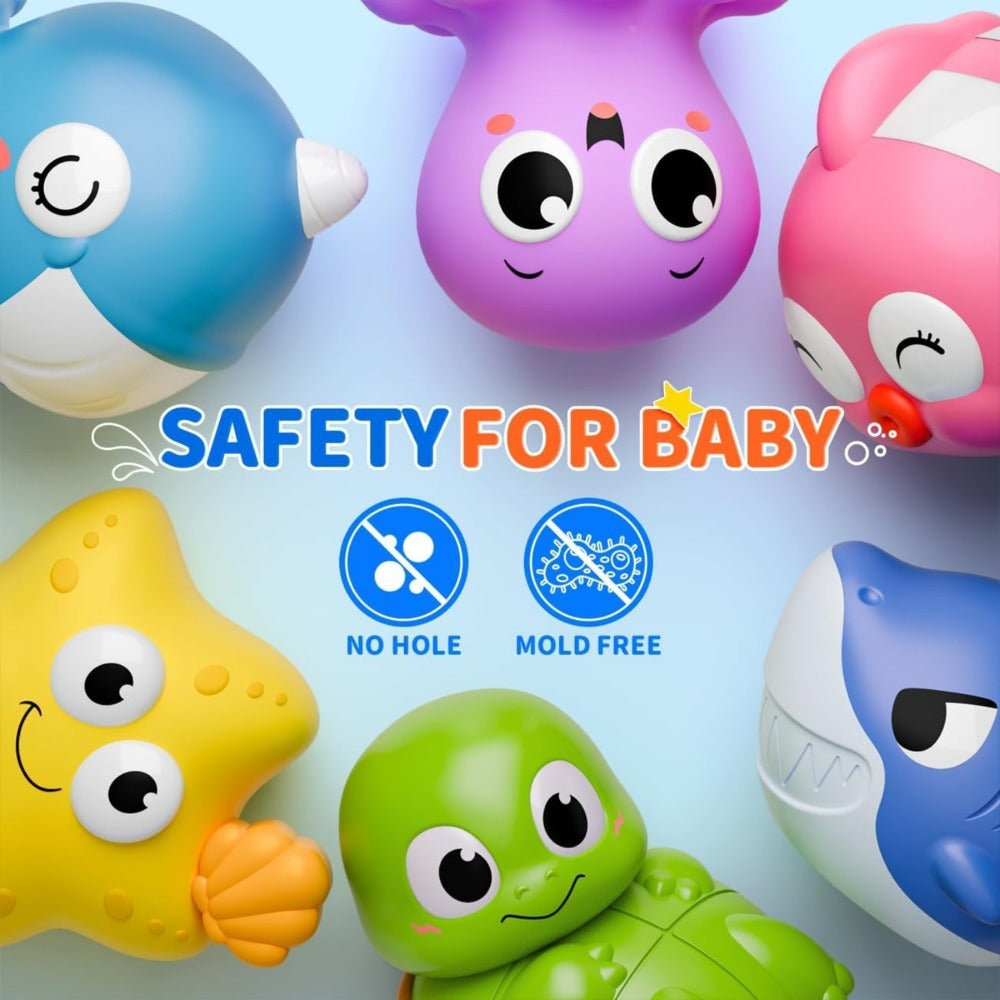 Sea Animal Light Up Bath Toys for Babies & Toddlers, 6/10 Pcs Color-Changing Floating Bathtub Toys
