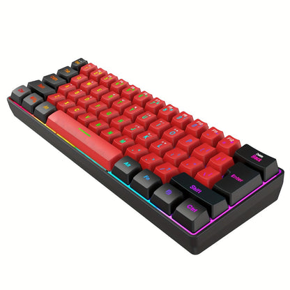 60% Mini Wired Gaming Keyboard SNPURDIRI RGB Backlit Ultra-Compact Film Keys – Space-Saving Tenkeyless Design for PC Gamers