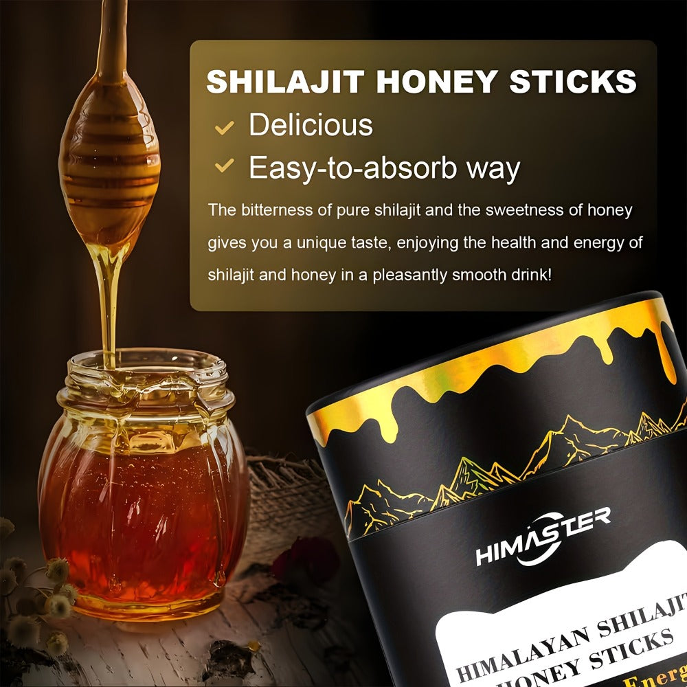 Herbal Supplements with HIMASTER Label, Shilajit Honey Saffron Sticks, 30 Sticks per Package