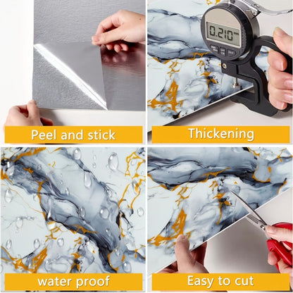 Peel and Stick Wall Tiles 50/100pcs – PVC Marble Self-Adhesive Vinyl Panels for Bathroom Shower Kitchen Living Room TV Backdrop
