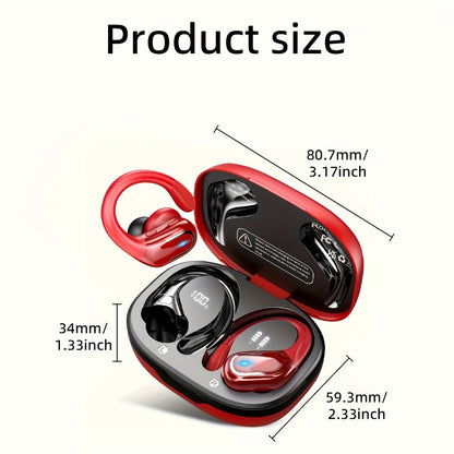 LIFEBEE Dual LED Display Earhook Wireless Earbuds for Running Sports, Pure Bass Sound Noise Cancelling Built-in Mic Over-Ear Headphones