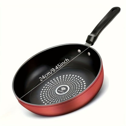 Cast Iron Frying Pan Non-Stick with Lid 9.45 Inch - Powder Coated Skillet Compatible with Induction Gas Electric Stove