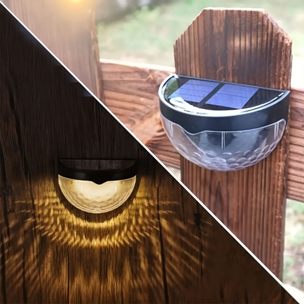 Six-Piece Solar Wall Light Set with Fan-Beam Pattern, 9 x 6.5 x 5cm Black Shells and Two Light Colors