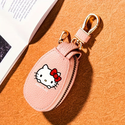 Hello Kitty Key Bag Car Key Organizer – Compact Keychain Pouch with Golden Zipper, Multi-Functional Key Storage Wallet