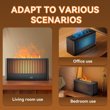 Humidifier Flame-Effect USB Diffuser with Seven LED Colors, Black or White, Single and Two-Pack Options