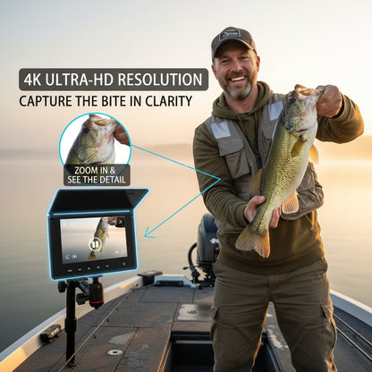 Underwater Fishing Camera with 4.3" HD Screen – Fish Finder with 140° Wide Angle Lens, Fish-Attracting Light