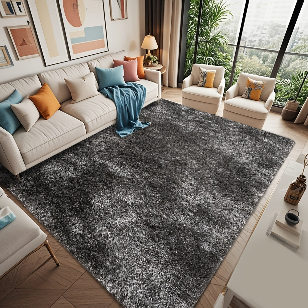 Area Rug Fluffy Faux-Fur Shag in Solid, Tie-Dye and Ombre Colors with Six available Room Sizes