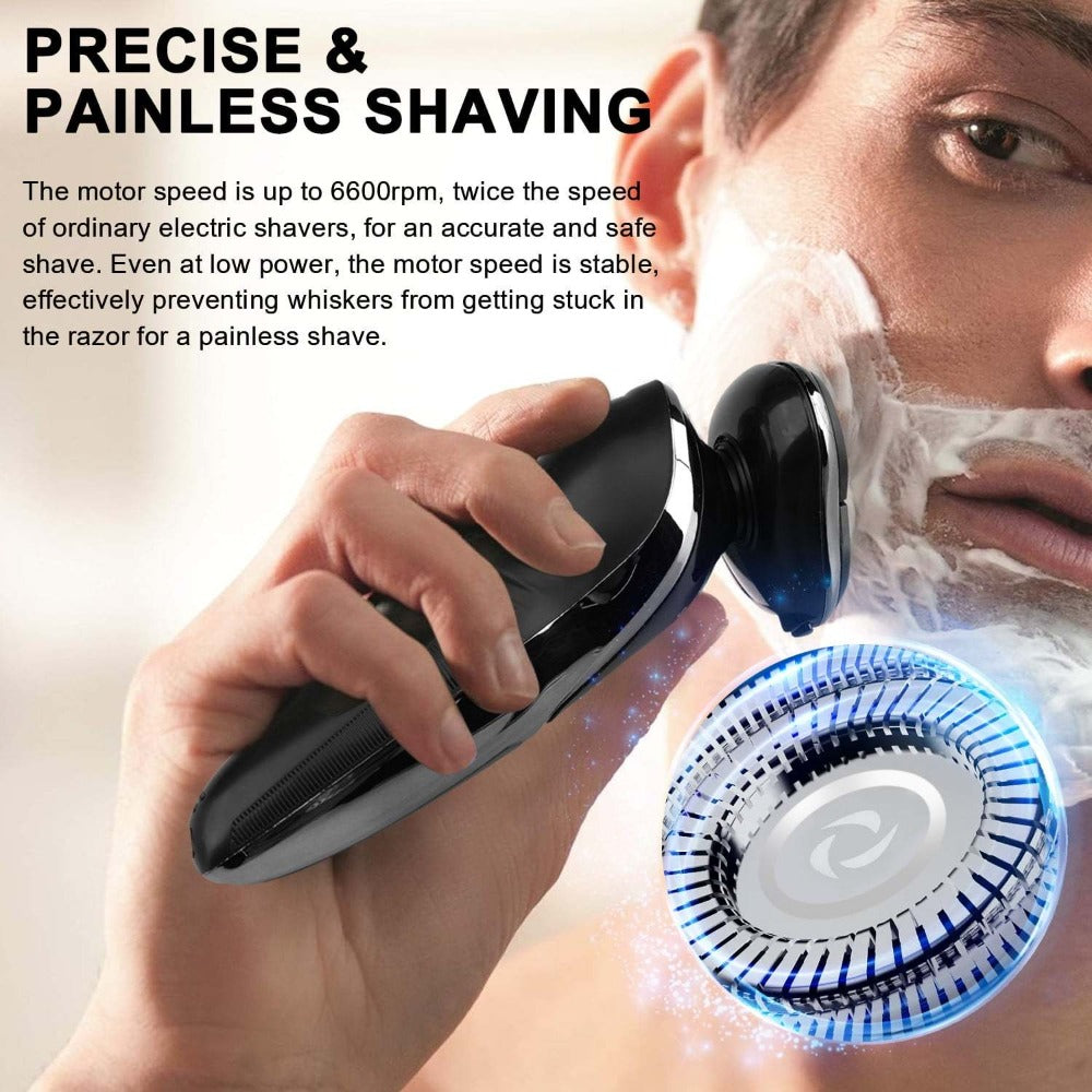 Electric Shaver for Men 3-in-1 Cordless Rechargeable 360° Floating Rotary – Beard Trimmer, Nose Hair Trimmer & Face Shaver with LED Display