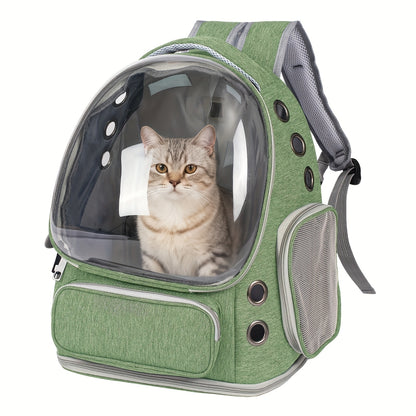 Cat Carrier Backpack Bubble Window Space Capsule Transparent Breathable Travel Bag for Cats & Kittens, Airline Approved Zipper & Pet Door