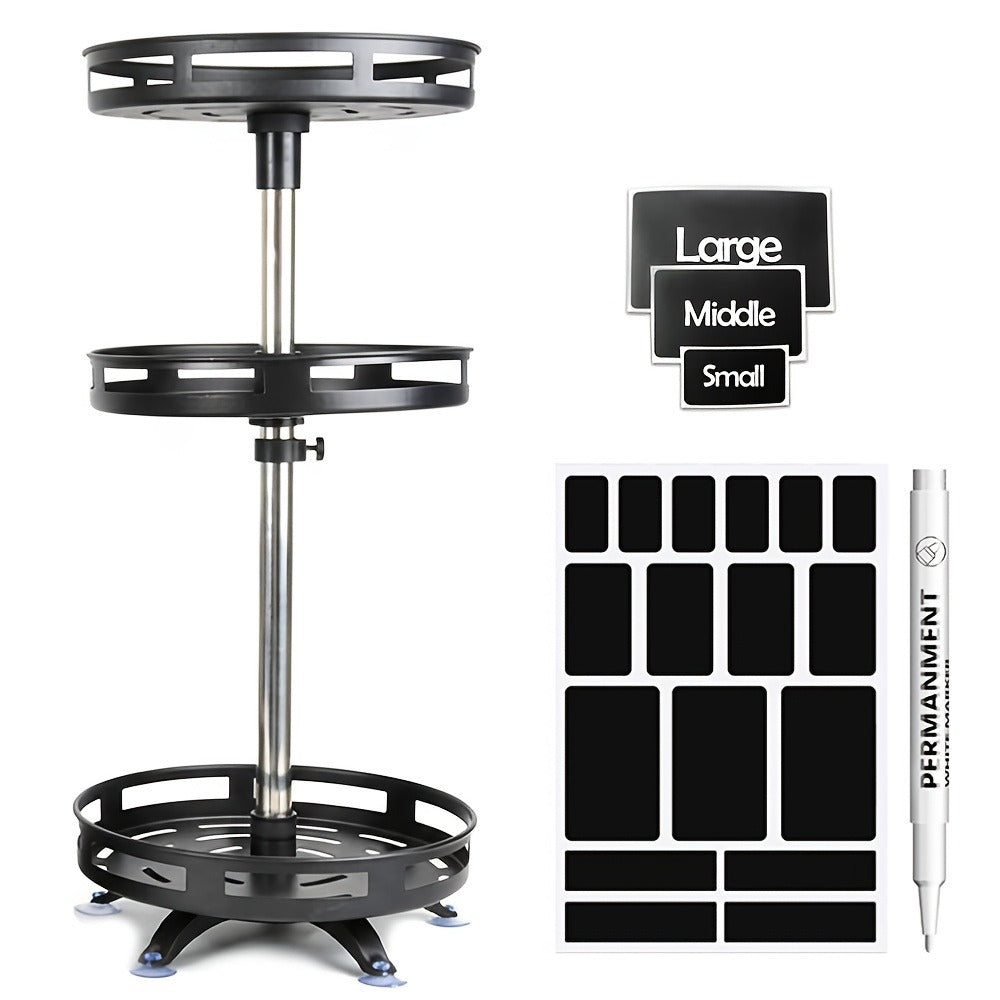 Rotating Spice Rack Kitchen Organizer with One, Two or Three Metal Tiers and 360-Degree Turntable Base