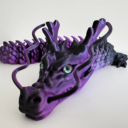 3D Printed Dragon 35.4 Inch with Flexible Joints – Articulated Poseable Dragon Figurine for Car Dashboard, Home Decor & Desk Display