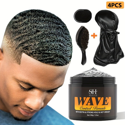 360 Wave Pomade Strong Hold Hair Styling with Jojoba Oil – Frizz Control Moisturizing Formula for Dreads Locks Twists Coily Curly Wavy Hair