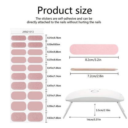 Gel Nail Art Kit Semi-Cured Nail Stickers 20 Designs with Portable UV Lamp Full Coverage Soft Gel Nail Patches Nude Nail Wraps for Women