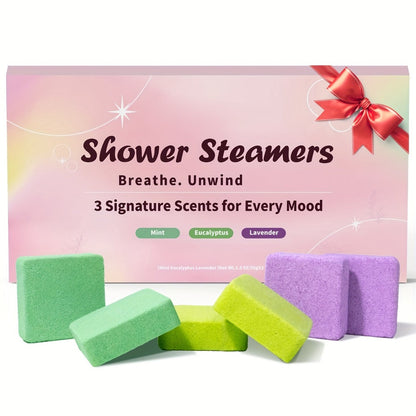 Shower Steamers Gift Set 6 Pcs Individually Wrapped – Natural Essential Oil Aromatherapy, for Bath Time, Home Spa and Personal Care