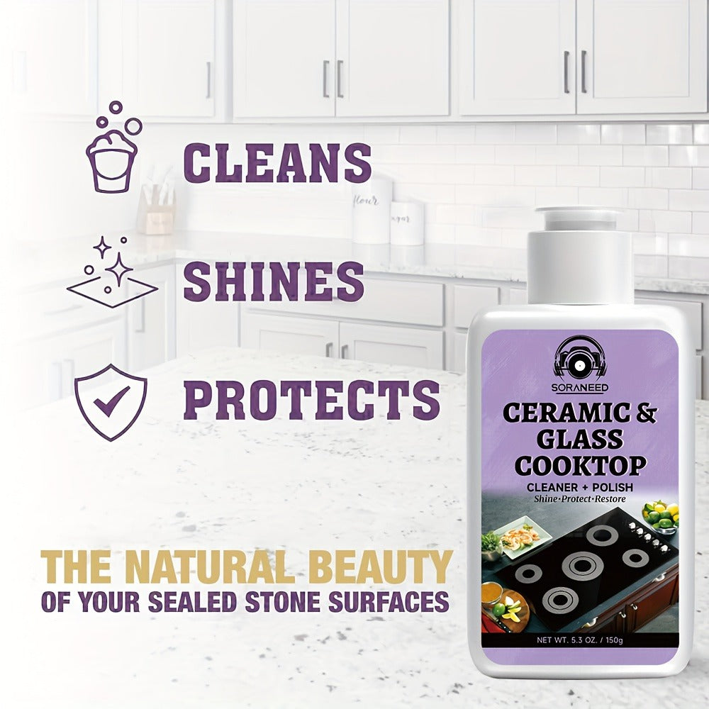Ceramic Stovetop Cleaner Cream, Glass Stove Top Cleaning Paste, Removes Burnt-On Grease & Stains