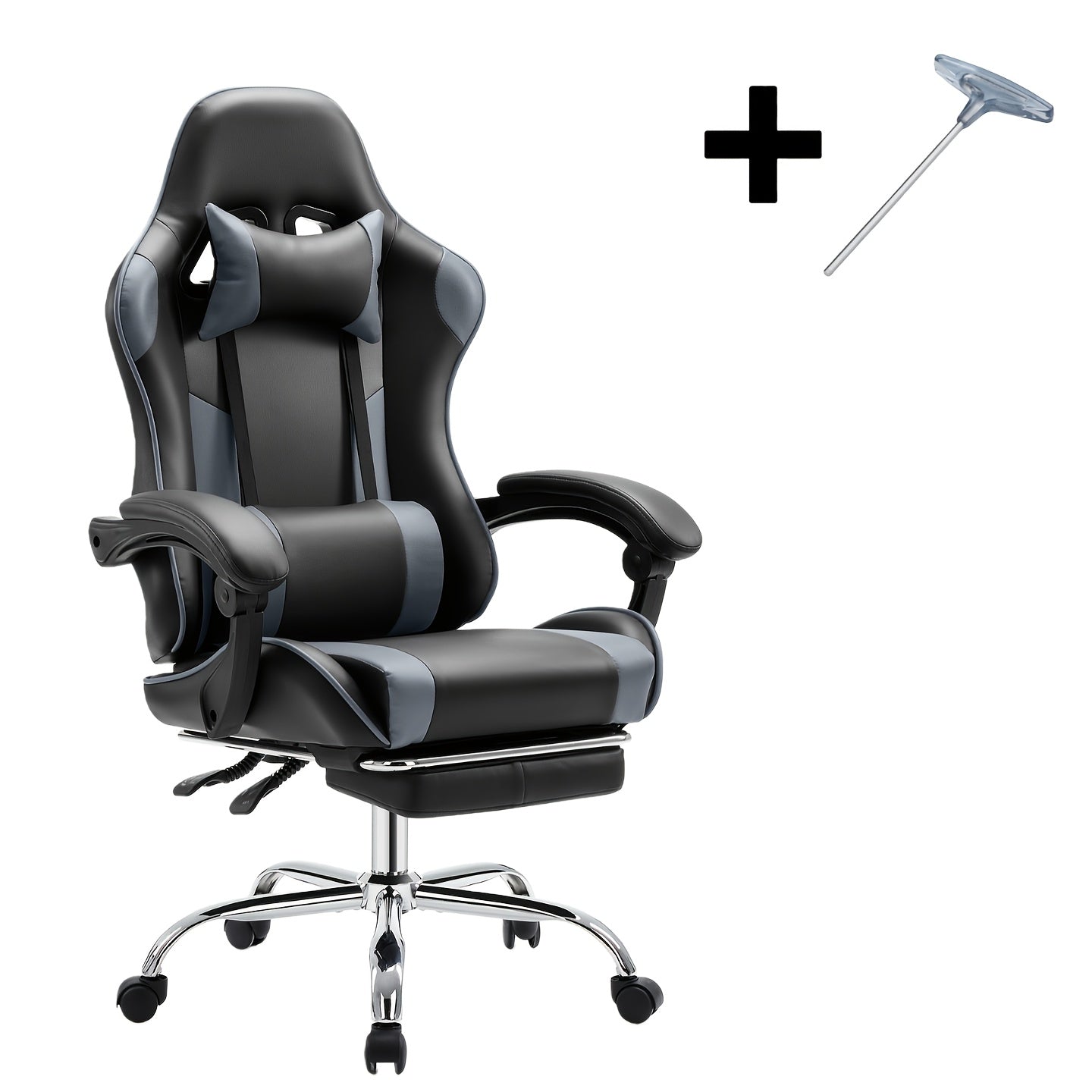 Ergonomic Gaming Chair with Rotating Armrest Lumbar Support & Headrest – Esports Racing Style Computer Office Chair with Footrest for Home