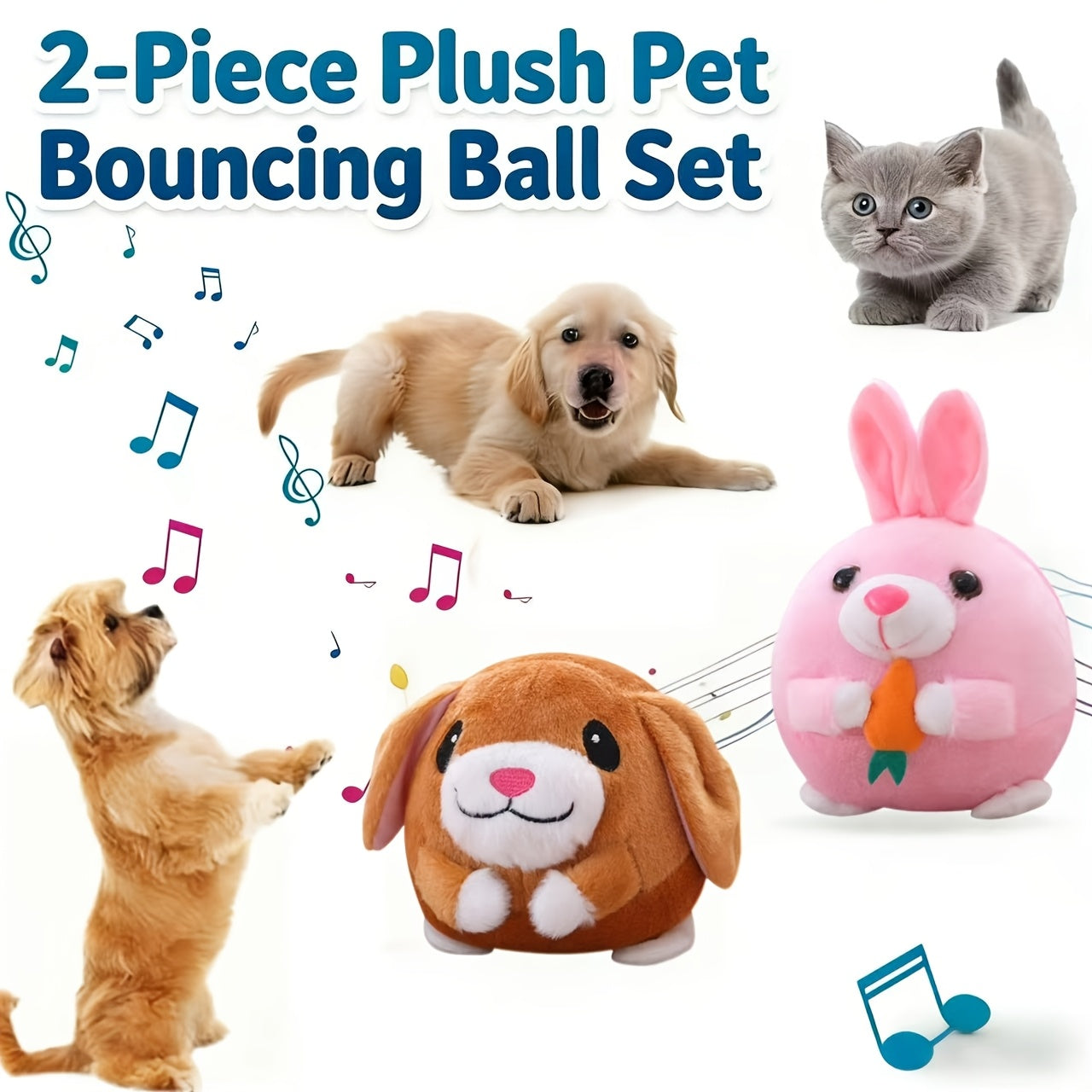 Electronic Bouncing Dog Toy with Animal Sound – USB Rechargeable Interactive Rolling Ball, Voice Recording & Music Mode