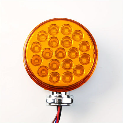 Truck Pedestal Lights Kit 4 Pack – 2pcs 4 Inch Round Double Face LED Turn Signal Lights 38-LED & 2pcs 3 Inch Round Double Face LED Marker