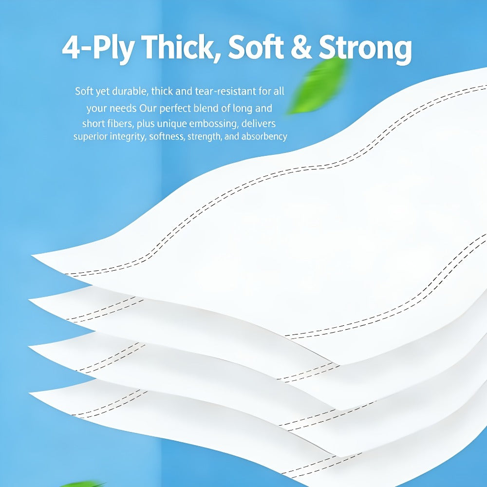 Toilet Paper Bulk 10 Roll 4-Ply Super Soft Thick Undyed Bath Tissue – Strong & Durable No Crumble Bathroom Tissue Rolls for Home, Hotel