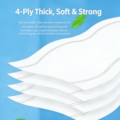 Toilet Paper Bulk 10 Roll 4-Ply Super Soft Thick Undyed Bath Tissue – Strong & Durable No Crumble Bathroom Tissue Rolls for Home, Hotel