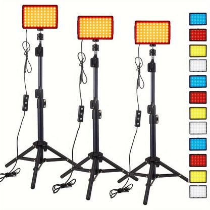 LED Video Fill Light Panel Kit with Tripod Stand & RGB Filters, Dimmable 5600K Studio Light for Vlogging