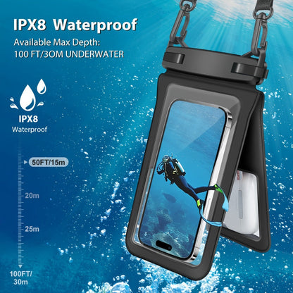 RYNAPC 2-Pack Phone Pouch with Lanyard IPX8 Dry Bag for iPhone 16 15 14 Pro Max 6.7 Inch for Camping, Travel and Outdoor Use