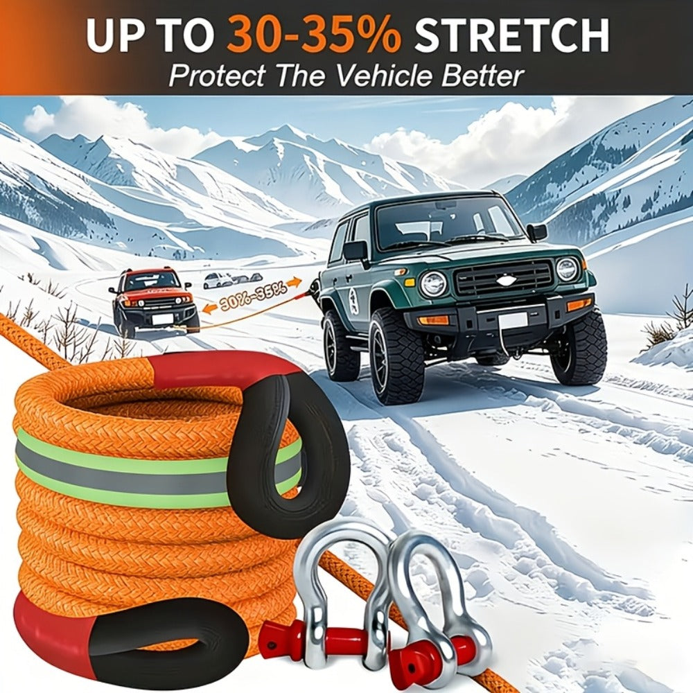Kinetic Recovery Rope 48501 LBS 22 Ton – High Strength Nylon Tow Rope with Bow Shackles & Storage Bag, 14.5 16.4 30 FT Options for Truck SUV