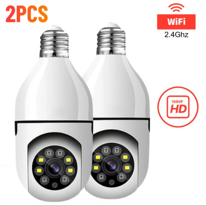 E27 Bulb Camera 360° Pan & Tilt 3MP 1080P, Full-Color Night Vision, Two-Way Audio, Motion Detection