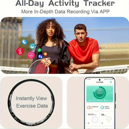Smart Ring Health & Fitness Tracker Titanium – IP68 Waterproof, Sleep Heart Rate Step Calorie Stress Monitor, BLE 5.3 Magnetic Charging