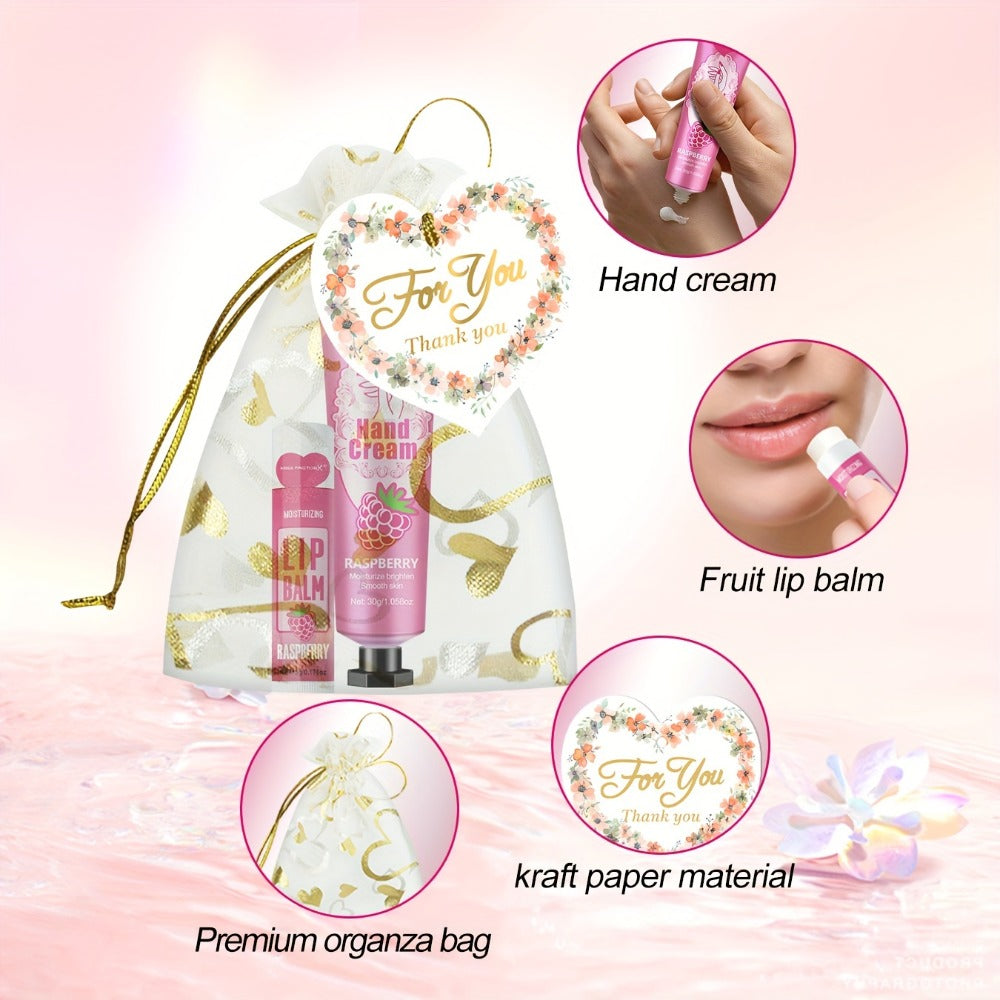 Shea Butter Hand Cream and Lip Balm Gift Set – Deep Moisturizing Skincare Bundle for Dry Cracked Skin, Vitamin E Natural Body Care Kit