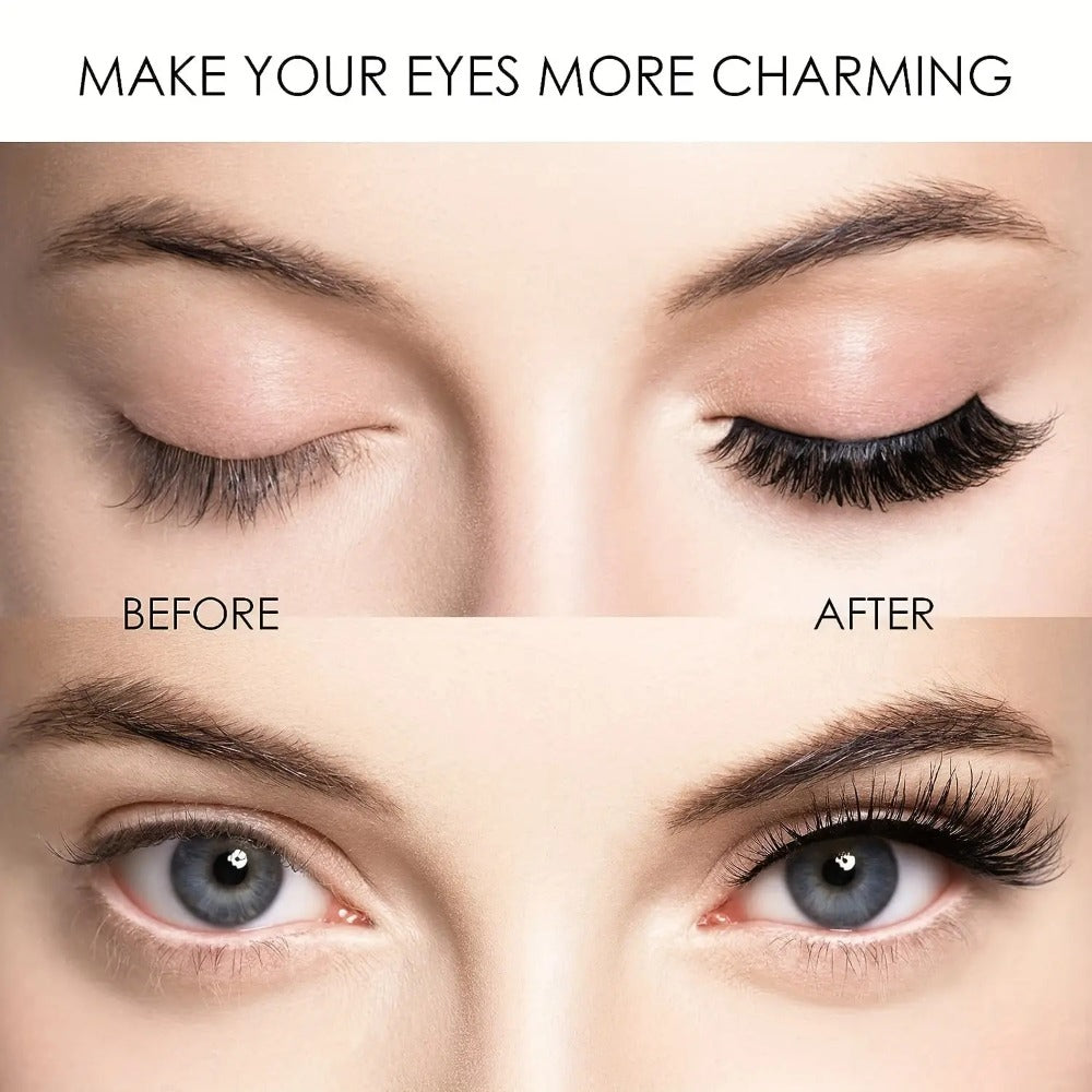 Waterproof 3D Magnetic Lashes 8Pcs Reusable Double Strip False Eyelashes Set with Clips & Glue – Natural Look for Women, Daily Wear