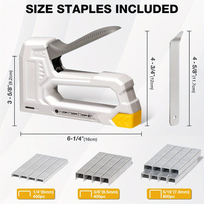 Staple Gun with Staples 1600pcs, Light Duty Upholstery Staple Gun Kit with JT21 Staples 1/4 5/16 3/8 inch & Staple Remover