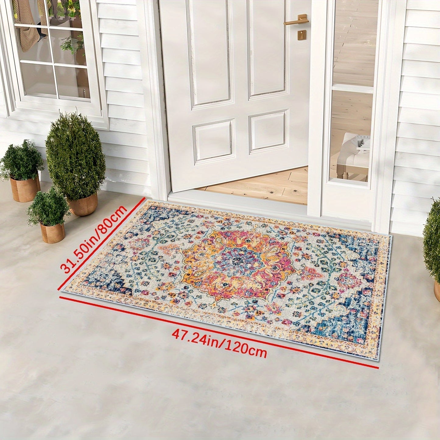 Outdoor Rug | Bohemian Vintage Machine Washable Patio RV Camping Picnic