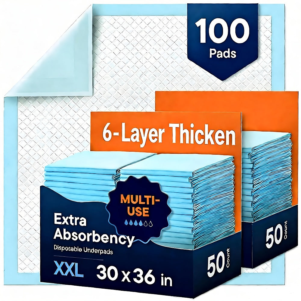 Disposable Bed Pads Extra Large 30x36 Inch, 6-Layer Leak-Proof Underpads for Adults, Seniors, Postpartum