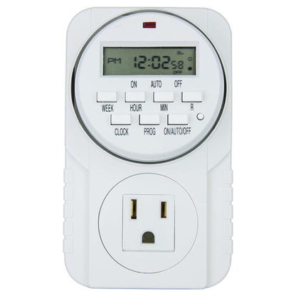 7-Day Digital Programmable Timer with Dual Outlet - Indoor Electric Timer for Hydroponics, Lamp, Light