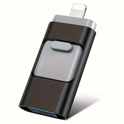USB Flash Drive 4-in-1 USB 3.0 Multi-Port Memory Stick with 128GB or 256GB Capacity and Sliding Connector Design