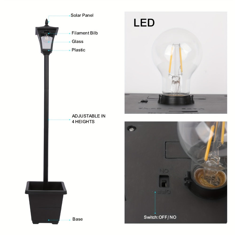 Solar Post Light Outdoor Garden Pathway Lamp 60LM White LED for Entryways, Bedrooms and Living Spaces