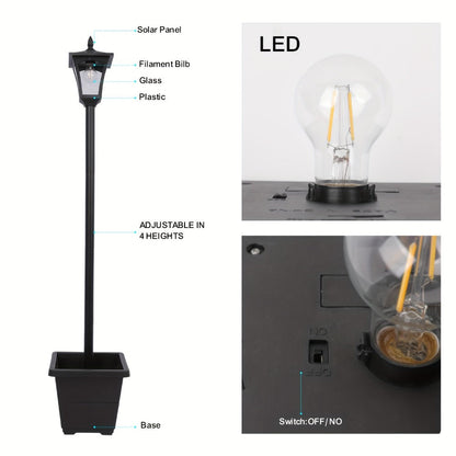 Solar Post Light Outdoor Garden Pathway Lamp 60LM White LED for Entryways, Bedrooms and Living Spaces