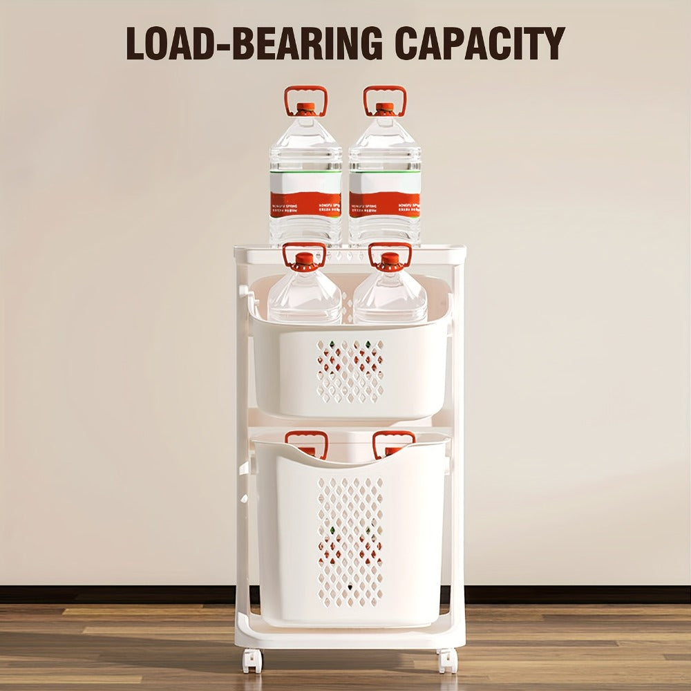 Rolling Laundry Hamper Cart with Wheels Multi-Tier | Large Capacity Laundry Basket with Removable Baskets | Wheeled Laundry Organizer