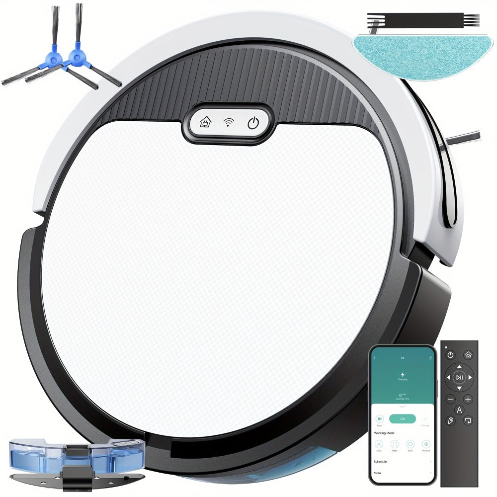 Robot Vacuum Cleaner Mop Combo 5000Pa Max Suction 2-in-1 with App & Voice Control - Scheduled Cleaning
