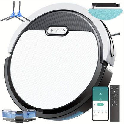 Robot Vacuum Cleaner Mop Combo 5000Pa Max Suction 2-in-1 with App & Voice Control - Scheduled Cleaning