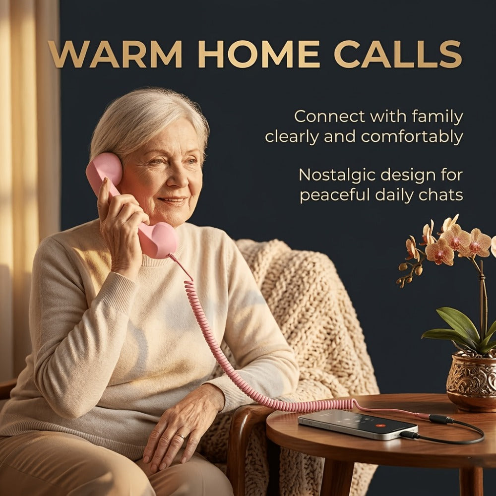 Retro Phone Handset for Smartphone Tablet & Computer, Hands-Free Calling, Volume Control, Clear Sound