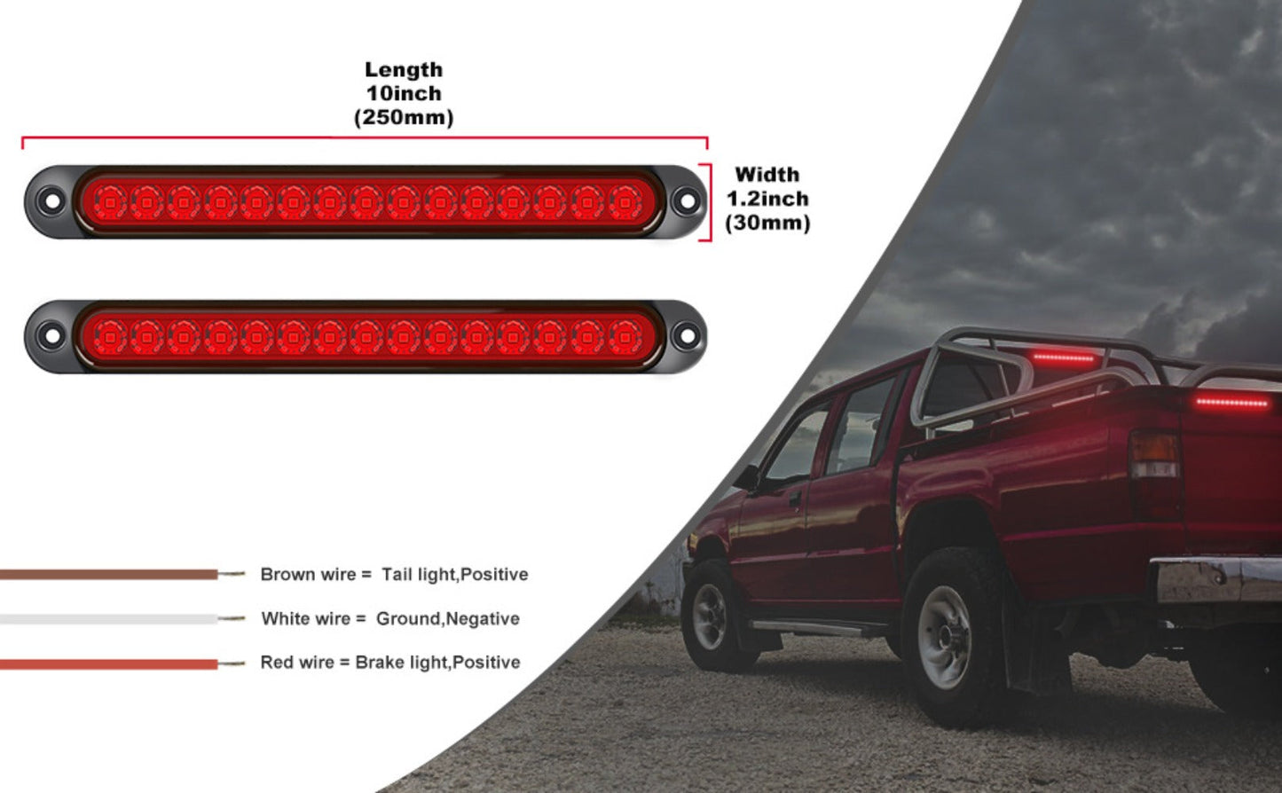 LED Trailer Marker Lights 4-Pack – 15 LED Stop Turn Signal Tail Light Bar for Truck, Semi, Boat Trailer & RV | Amber, Red, White
