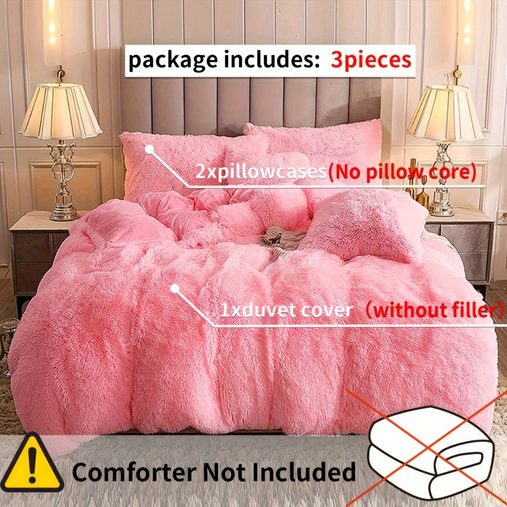 Plush Duvet Cover 100% Polyester Soft Warm Zipper Closure Cozy Bedroom Bedding Twin Full Queen King Solid Tie Dye 14 Colors for Bedroom