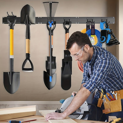 Garage Tool Organizer Wall Mount 48", Pegboard with Adjustable Swivel Hooks, 1 Double Hook & 5 Straight Hooks