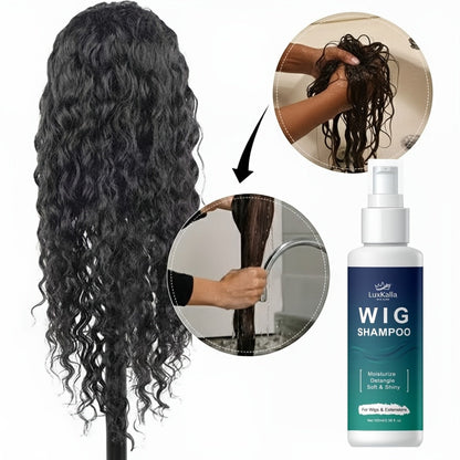 Synthetic Hair Shampoo 2-in-1 Deep Cleansing Revitalizing Detangling, Soak & Rinse Formula for Wigs Hair Extensions Braids